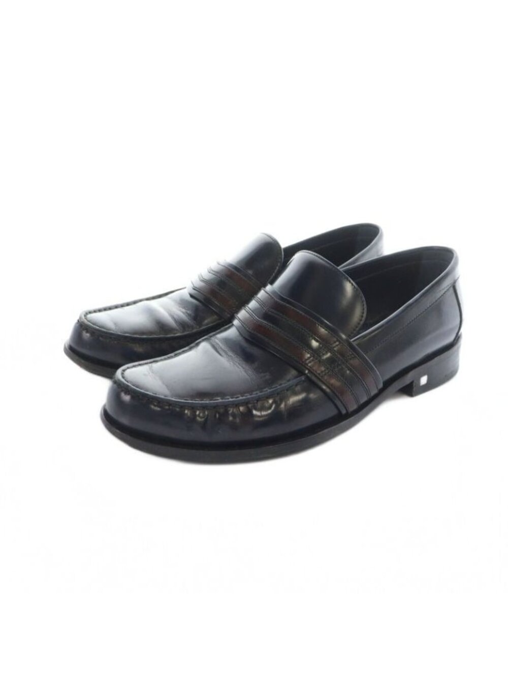 Louis Vuitton Loafers Leather Logo 5.5 Black MQ OH - Picture 2 of 10